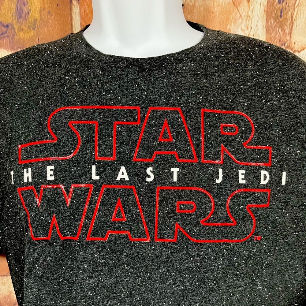 Men’s Star Wars The Last Jedi Graphic Tee Shirt Galaxy Spell Out Size Lg Black